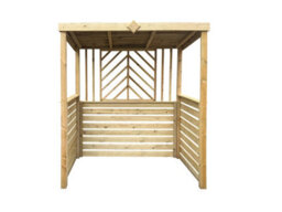 Edecks The Grillhouse Wooden Bbq Shelter With Inner Shelves 6 X 7Ft - Half Sides Chevron Back Outdoor Garden Barbecue Grill Gazebo - thumbnail 4