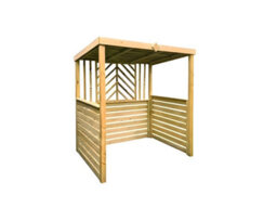 Edecks The Grillhouse Wooden Bbq Shelter With Inner Shelves 6 X 7Ft - Half Sides Chevron Back Outdoor Garden Barbecue Grill Gazebo - thumbnail 5