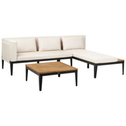 Beliani Garden Corner Sofa With Table 3 Seater Bracciano Left Hand Certified Acacia Wood Light Beige - thumbnail 4