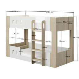 Flair Willow Low Bunk Bed White & Oak - thumbnail 5