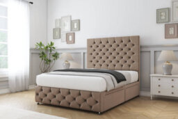 "Sloomy Watson Mink Plush Divan Bed 2 Drawers Left Side-26"" Strutted Headboard & 12"" Footboard 4'6 Double" - thumbnail 3