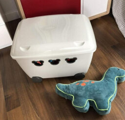 B2C Mobile Toy Storage Box Container Kids Room Cute Wheeled Rolling Bin Organizer - thumbnail 3