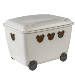 B2C Mobile Toy Storage Box Container Kids Room Cute Wheeled Rolling Bin Organizer - thumbnail 1