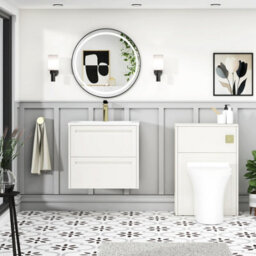 Royal Bathrooms Elmore 600mm Traditional Wall Hung 2 Drawer Bathroom Vanity Unit With Matt Stone Basin Sink - Classic White - thumbnail 4