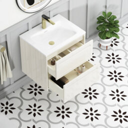 Royal Bathrooms Elmore 600mm Traditional Wall Hung 2 Drawer Bathroom Vanity Unit With Matt Stone Basin Sink - Classic White - thumbnail 5