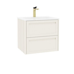 Royal Bathrooms Elmore 600mm Traditional Wall Hung 2 Drawer Bathroom Vanity Unit With Matt Stone Basin Sink - Classic White - thumbnail 6