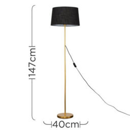 Valuelights Charles Gold Floor Lamp With Black Linen Shade - thumbnail 7