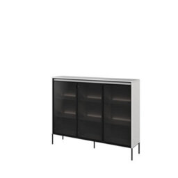 Arte Trend Tr-08 Display Cabinet In White Matt - Contemporary Design With Glassed Doors & Push-To-Open - W1500mm X H1180mm X D340mm - thumbnail 1