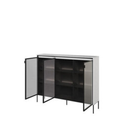 Arte Trend Tr-08 Display Cabinet In White Matt - Contemporary Design With Glassed Doors & Push-To-Open - W1500mm X H1180mm X D340mm - thumbnail 2