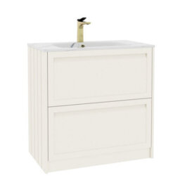 Royal Bathrooms Elmore 800mm Traditional Floor Standing 2 Drawer Bathroom Vanity Unit With Sintered Stone Basin Sink Classic White - thumbnail 6