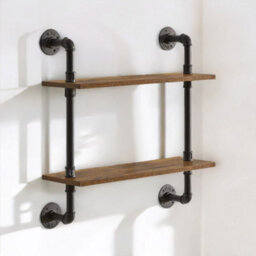 Rafaelo Mobilia Industrial Pipe Wall-Mounted 2 Tier Floating Shelves - thumbnail 4