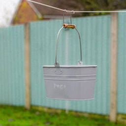 Harbour Housewares Clothes Peg Bucket - Grey - Vintage Metal Home Kitchen Canister Tin Box Utility Laundry Storage - thumbnail 5