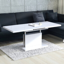 Heze Furniture Astrid 80 - 2 In 1 Extending Coffee / Dining Table - White Gloss