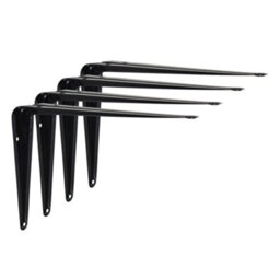 Neptune Black Metal Steel Shelf Wall Brackets 125mm X 150mm - 8 Pack - thumbnail 1