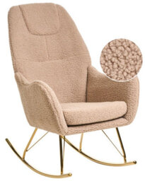 Wyld And Coco Glamora Rocking Chair - Beige Bouclé With Gold Metal Legs And Armrests - thumbnail 3