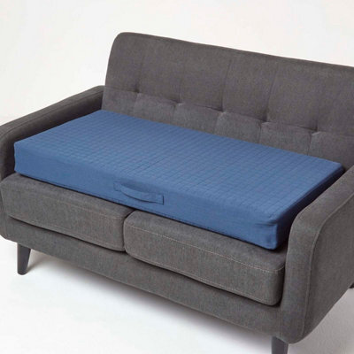 Homescapes Navy Cotton Orthopaedic Foam 2 Seater Booster Cushion - image 1