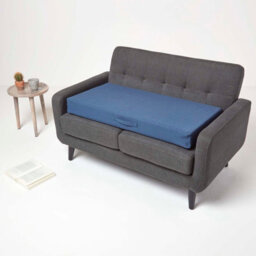 Homescapes Navy Cotton Orthopaedic Foam 2 Seater Booster Cushion - thumbnail 5