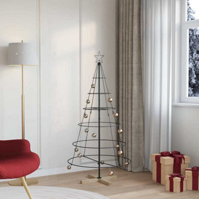 Vidaxl Christmas Cone Tree With Stand Black 150 Cm Steel - image 1