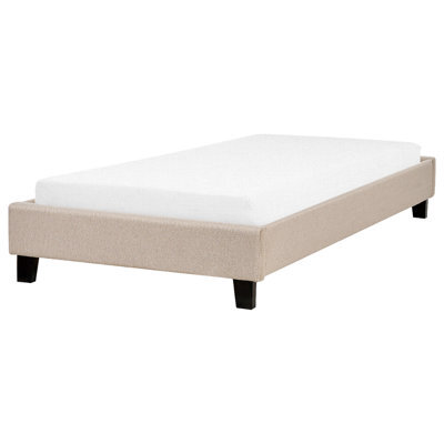 Beliani Bed Without Headboard Fabric Roanne 90 X 200 Cm (Eu Single) Beige - image 1