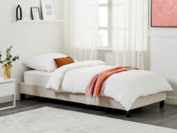 Beliani Bed Without Headboard Fabric Roanne 90 X 200 Cm (Eu Single) Beige - thumbnail 2