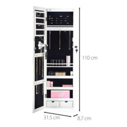 CARME Home Amelia White Mirrored Jewellery Cabinet - thumbnail 9