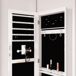 CARME Home Amelia White Mirrored Jewellery Cabinet - thumbnail 3