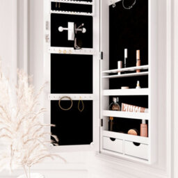 CARME Home Amelia White Mirrored Jewellery Cabinet - thumbnail 4