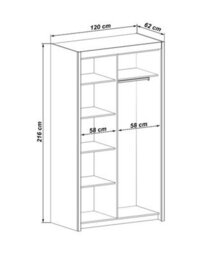 Arte Modern White Matt Inova Sliding Door Wardrobe W1200mm H2160mm D620mm - Mirrored Doors, Spacious Storage - thumbnail 4