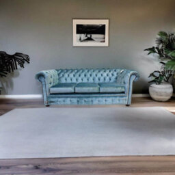 Chesterfield Handmade 3 Seater Sofa Settee Boutique Sky Blue Velvet Fabric In Classic Style - thumbnail 6