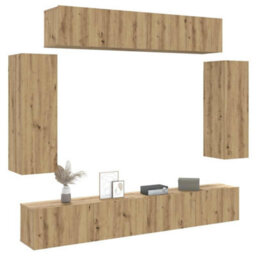 Berkfield 6 Piece Tv Cabinet Set Wall-Mounted Artisan Oak Engineered Wood - thumbnail 1