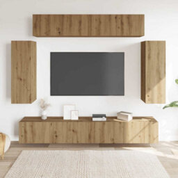 Berkfield 6 Piece Tv Cabinet Set Wall-Mounted Artisan Oak Engineered Wood - thumbnail 3