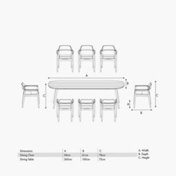 Pacific Lifestyle Salita Natural Teak Wood Outdoor 8 Seater Dining Set - thumbnail 2