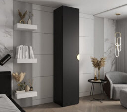 Arte Stylish Black Inova 4 Hinged Door Wardrobe W500mm H2370mm D470mm - Compact Storage With Gold Round Handle - thumbnail 2