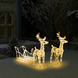 Berkfield Unique Reindeers & Sleigh Christmas Decoration 160 Leds 130 Cm Acrylic - thumbnail 2