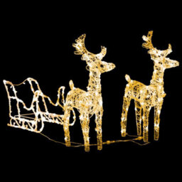 Berkfield Unique Reindeers & Sleigh Christmas Decoration 160 Leds 130 Cm Acrylic