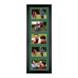 AK Frames 26X8 Black Sleek Multi Photo Frame With Emerald Mount - Holds 5 Apertures (5X) 6X4 Photos