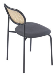 Nordlys Set Of 2 Metal Dining Chairs With Cane Backs And Black Seats Modern Design Style Dining Room - thumbnail 4
