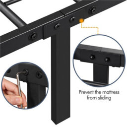 Yaheetech Black 3Ft Single Simple Metal Bed Frame With Cross-Design Headboard & Footboard - thumbnail 6
