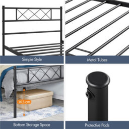 Yaheetech Black 3Ft Single Simple Metal Bed Frame With Cross-Design Headboard & Footboard - thumbnail 5