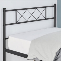 Yaheetech Black 3Ft Single Simple Metal Bed Frame With Cross-Design Headboard & Footboard - thumbnail 8