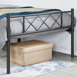 Yaheetech Black 3Ft Single Simple Metal Bed Frame With Cross-Design Headboard & Footboard - thumbnail 9