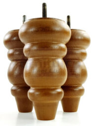 L&F 4X Solid Turned Wood Furniture Legs Chair Settee Feet 155mm 8mm Thread Dark Oak Stain - thumbnail 6
