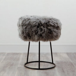 Native Natural Sheepskin Stool With Metal Legs