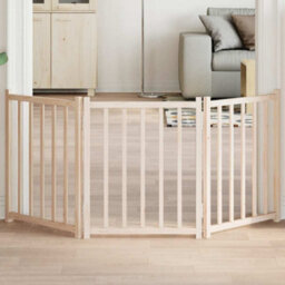 Walplus Natural Wood Dog Gate Foldable 3 Panels 150 Cm Solid Fir - thumbnail 1