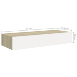 Berkfield Wall-Mounted Drawer Shelf Oak And White 60X23.5X10Cm Mdf - thumbnail 9