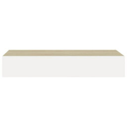 Berkfield Wall-Mounted Drawer Shelf Oak And White 60X23.5X10Cm Mdf - thumbnail 4
