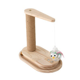 Living And Home Natural Wood Colour Interactive Cat Scratching Post With Treat Dispenser - thumbnail 2