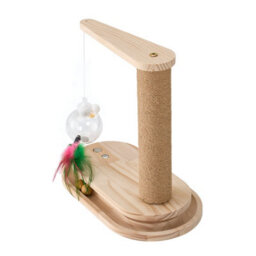 Living And Home Natural Wood Colour Interactive Cat Scratching Post With Treat Dispenser - thumbnail 3