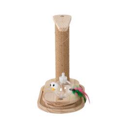 Living And Home Natural Wood Colour Interactive Cat Scratching Post With Treat Dispenser - thumbnail 4