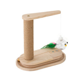 Living And Home Natural Wood Colour Interactive Cat Scratching Post With Treat Dispenser - thumbnail 5